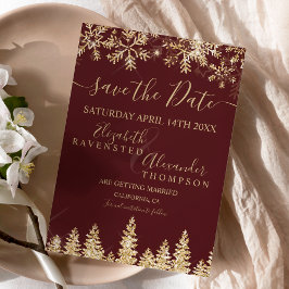 Chic gold verschneit pine Weihnachten Save the Dat Date