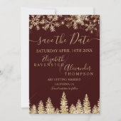Chic gold verschneit pine Weihnachten Save the Dat Date (Vorderseite)