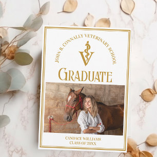 Chic Gold Veterinary School Foto Abschluss Ankündigung