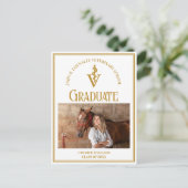 Chic Gold Veterinary School Foto Abschluss Ankündigungspostkarte (Stehend Vorderseite)