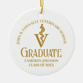 Chic Gold Veterinary School Foto Abschluss Keramik Ornament (Vorne)
