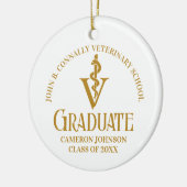 Chic Gold Veterinary School Foto Abschluss Keramik Ornament (Links)
