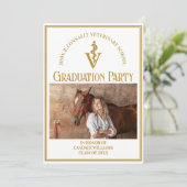 Chic Gold Veterinary School Foto Graduation Party Einladung (Stehend Vorderseite)