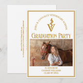 Chic Gold Veterinary School Foto Graduation Party Einladung (Vorne/Hinten)