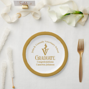 Chic Gold Veterinary School Graduation Party Pappteller