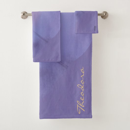 Chic Gold Violet Abstrakt floral Badhandtuch Set (Insitu)