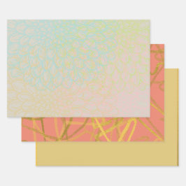 Chic Gold Violet Pink Floral Geschenkpapier Set