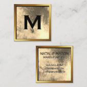 Chic Gold Wasserfarbe mit Monogramm Quadratische Visitenkarte (Vorne/Hinten)