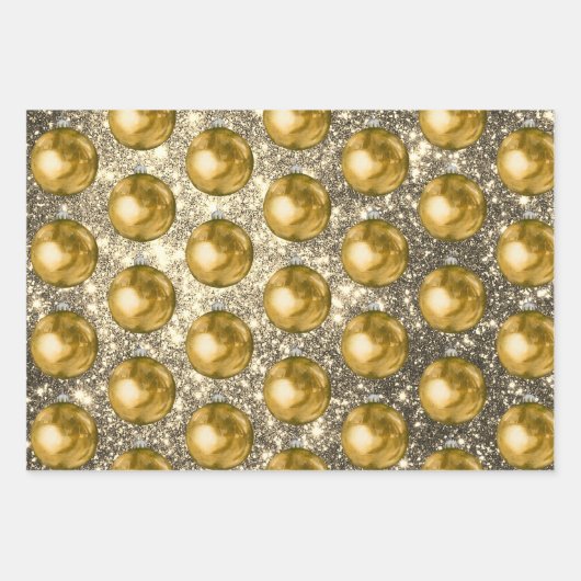 Chic Gold Weihnachtsbälle Silver Sprakls Geschenkpapier Set (Vorderseite 3)