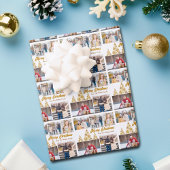 Chic Gold Weihnachtsbaum Familie Foto Collage Geschenkpapier Set