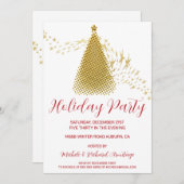 Chic Gold Weihnachtsbaum Feier Einladung (Vorne/Hinten)