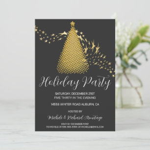 Chic Gold Weihnachtsbaum Feier Einladung