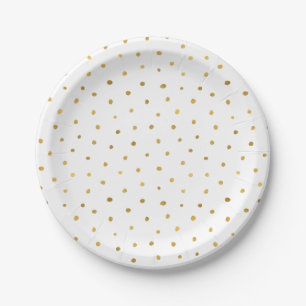 Chic Gold weiße Punkte Pappteller