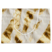 Chic Gold White Cowhide Western Große Geschenktüte (Vorderseite)