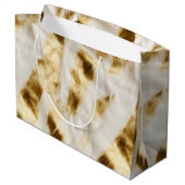 Chic Gold White Cowhide Western Große Geschenktüte (Rückseite Schrägansicht)