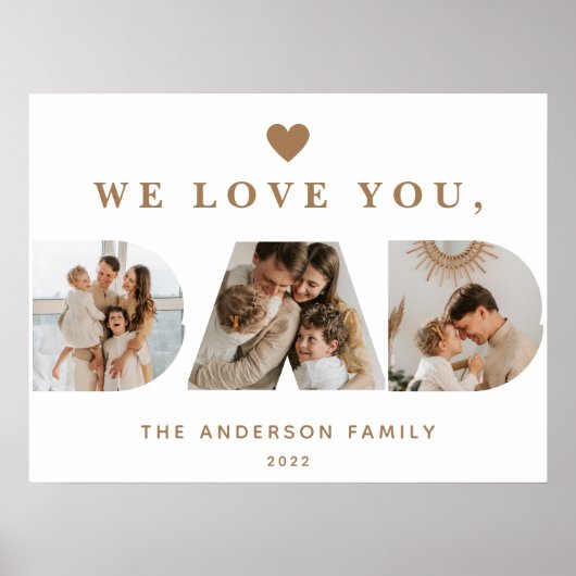 Chic Gold White Custom Drei Vater Script Fotos Poster (Vorne)