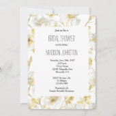 Chic Gold White Flowers Bridal Shower Einladung (Vorderseite)