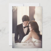 Chic Gold & White Imitats Metal Floral Foto Hochze Dankeskarte (Rückseite)