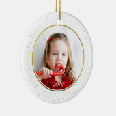 Chic Gold & White Joliday Family Foto Christm Keramik Ornament (Rechts)