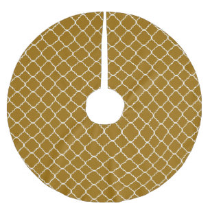 Chic Gold White Quatrefoil Polyester Weihnachtsbaumdecke