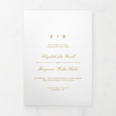 Chic Gold & White Wedding Dreifach-gefaltete Programmkarte (Cover)