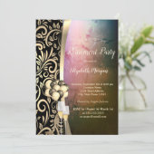 Chic Gold Wirbel Glas, hohe Absatz Einladung (Stehend Vorderseite)