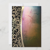 Chic Gold Wirbel Glas, hohe Absatz Einladung (Rückseite)