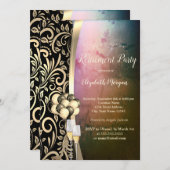 Chic Gold Wirbel Glas, hohe Absatz Einladung (Vorne/Hinten)