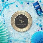 Chic Gold Wirbel Herbst 50. Hochzeit Anniversar Pappteller (Party)