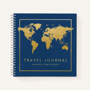 Chic Gold World Map Travel Journal Notizblock