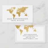 Chic Gold World Map Visitenkarte (Vorne/Hinten)