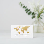 Chic Gold World Map Visitenkarte (Stehend Vorderseite)