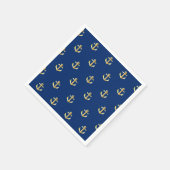 Chic Gold Yellow Anchor Muster auf dunkelblau Serviette (Ecke)