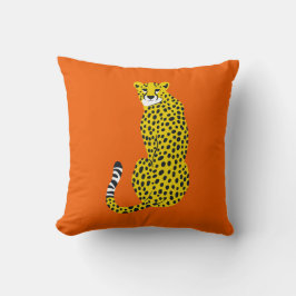 Chic Gold Yellow Cheetah on Orange Kissen