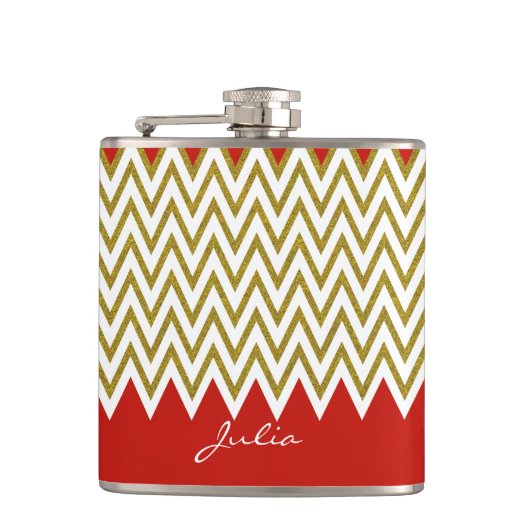 Chic Gold Zickzack Custom Flask Flachmann (Vorderseite)