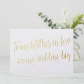 Chic Gold "Zu meiner Schwiegermutter am Hochzeitst Karte (Stehend Vorderseite)