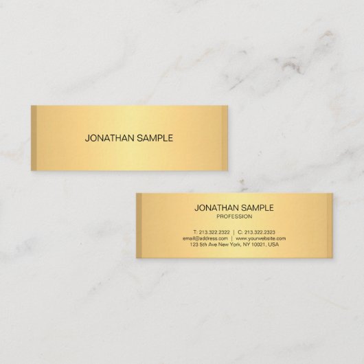 Chic-Goldblick modernes Minimalistisches kreatives Mini Visitenkarte (Vorne/Hinten)