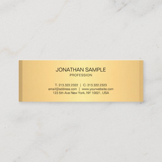 Chic-Goldblick modernes Minimalistisches kreatives Mini Visitenkarte (Rückseite)