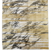 Chic-GoldBrushstrokes auf Schwarz-weißem Marmor Duschvorhang (Vorderseite)