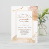 Chic Golden Abstrakt Dots Einzigartiges Party Einladung (Stehend Vorderseite)