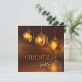 Chic Golden Baubles Weihnachts-Party Einladung (Stehend Vorderseite)
