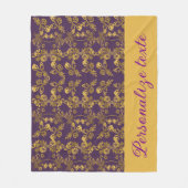 Chic Golden Blume lila Muster | PERSONALISIERT Fleecedecke (Vorderseite)