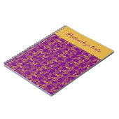 Chic Golden Blume lila Muster | PERSONALISIERT Notizblock (Linke Seite)