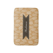 Chic Golden Brown Blätter Muster mit Namen Badematte (Vorderseite Vertikal)