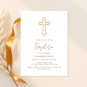 Chic Golden Cross Typografy Taufe Einladung