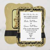 Chic golden elegante Musik Blatt formale Hochzeit Einladung (Vorne/Hinten)
