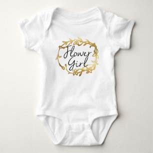 Chic Golden Floral Blumenmädchen Baby Strampler