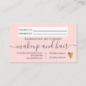 Chic Golden Herz Drehbuch Rosa teilen die Liebe Empfehlungskarte (Rückseite)