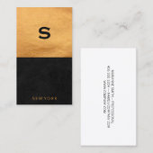 Chic Golden Leather Sleek Black | Farbblock Visitenkarte (Vorne/Hinten)
