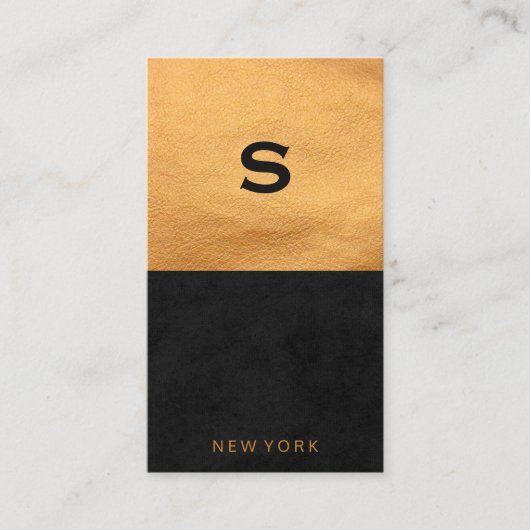 Chic Golden Leather Sleek Black | Farbblock Visitenkarte (Vorderseite)